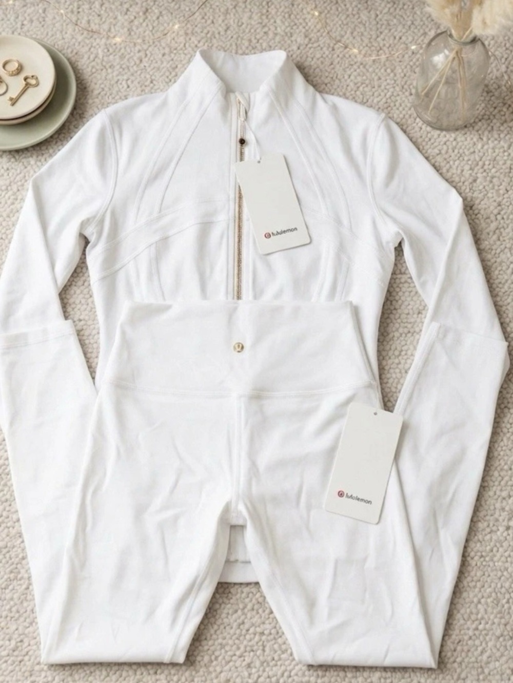 Lululemon White Define Jacket & Align Leggings Matching Set Size 8 - NWT